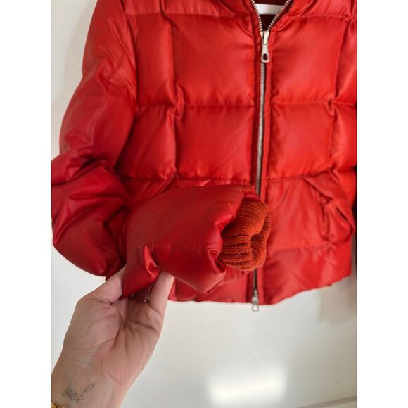 Vintage Y2K Lucky Brand Down Puffer Jacket Orange Red Size Large Coat - Picture 3 of 11
